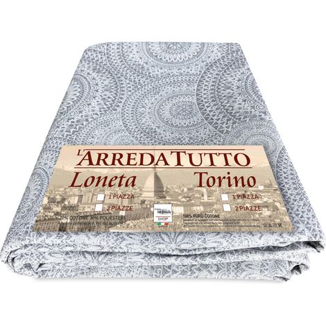 TELO ARREDO copritutto GRAN FOULARD COPRILETTO copridivano TESSUTO LONETA CERCHI grigio 1 PIAZZA (1/5)