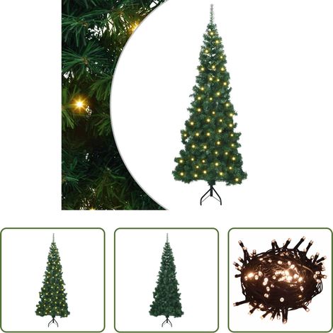 LED-Beleuchtung -  Eckiger künstlicher Weihnachtsbaum Grün 180 cm PVC und Metall (1/5)
