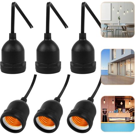 Douille E27 - Étanche IP65 - Pour Ampoules LED et À Incandescence - Support Lampe PVC/Cuivre - 6 Pièces