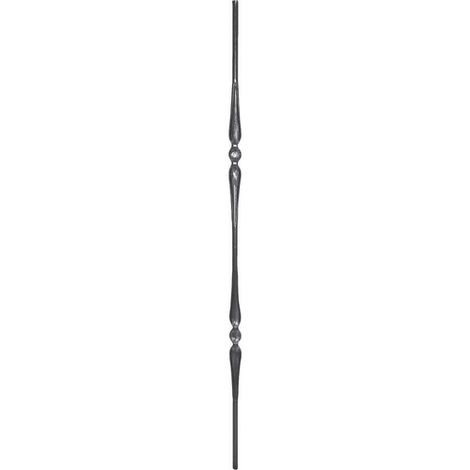 Deco Fer Forge – Barreau rond double motif aplati 1000mm Ø14mm – Fer forgé brut à souder – Pour grilles, rampes et mobiliers décoratifs