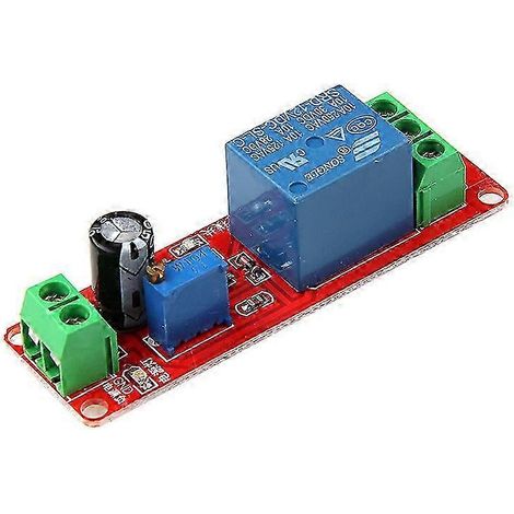 Module de minuterie réglable avec oscillateur NE555 12 V, relais et temporisation de 0 à 10 secondes.