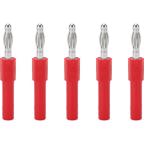 Adaptateur de fiche banane mâle 4 mm vers femelle 2 mm J.20012, adapté aux sondes de multimètre, vendu par paquets de 5 (rouge). (1/5)