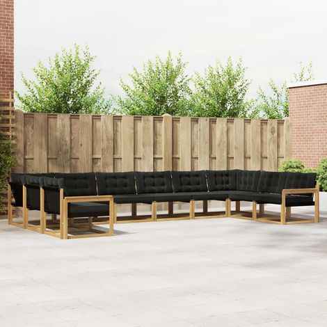 vidaXL Outdoor-Sofagarnitur mit Kissen 10 pcs Weiß und Schwarz (1/5)