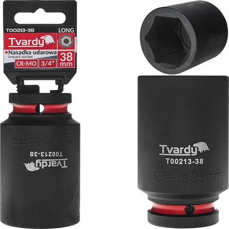 Vaso de impacto largo de 3/4" de 6 puntas, 38 mm, CR-MO (20) (1/4)