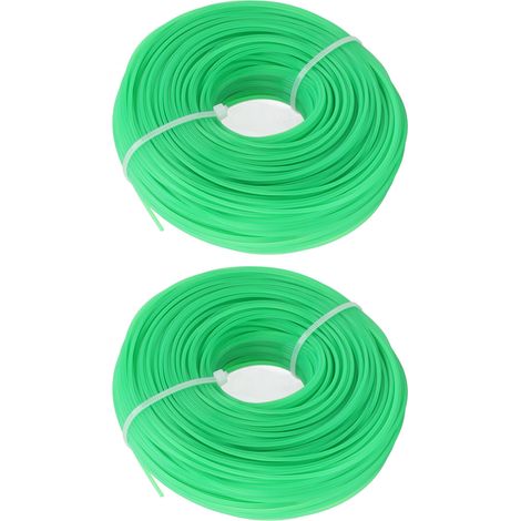 Lot de 2 bobines de fil de coupe-bordures en nylon vert de 100 mètres (1,6 mm) pour débroussailleuse électrique de jardin