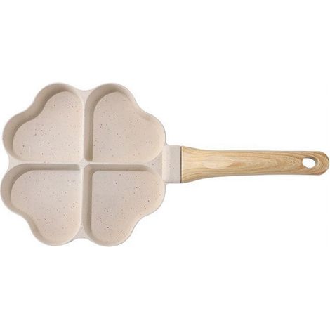 Poêle À Oeufs En Forme De Coeur - 4 Alvéoles - Diamètre 18,5 Cm - Matériau Pierre - Blanc - 1 Pièce (1/5)
