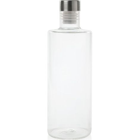 Bouteille ronde en verre avec bouchon inox à vis anti-goutte Ø8x29cm (capacité 1l) (1/3)