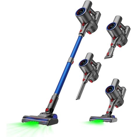 Z8 Aspirateur Balai Sans Fil, 40Kpa/45Min/500W/6 En 1 Aspirateur Balai Léger avec LED Verte, Filtration En 6 Étapes, Écran LED, Autoportant pour Poils D'animaux, sols Durs et Moquettes (bleu) (1/5)