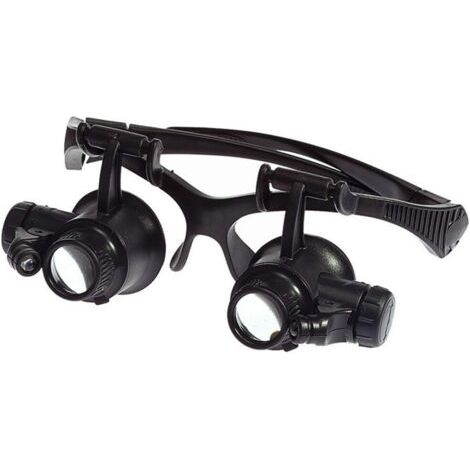 BUNTHAUS PA AIPERQ LED Loupe Montée Tête10X 15X 20X 25X Lentille Optique Verre Double Yeux Loupe avec Lumière LED Outils Mesure Réparation Montre Bijoutier UC02 (1/5)