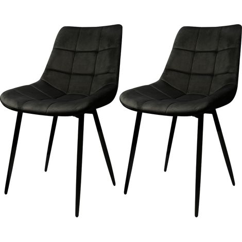 Skecten Juego de 2 Sillas de Comedor Asiento de Terciopelo, Silla Tapizada, para cocina, comedor, salón, recepción, pub o restaurante - Negro (1/5)