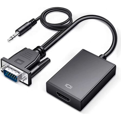 Adaptateur VGA vers HDMI avec câble audio et de chargement USB Convertisseur mâle-femelle 1080p 60 Hz, pour ordinateurs, moniteurs, projecteurs, téléviseurs et téléviseurs HD anciens (1/3)