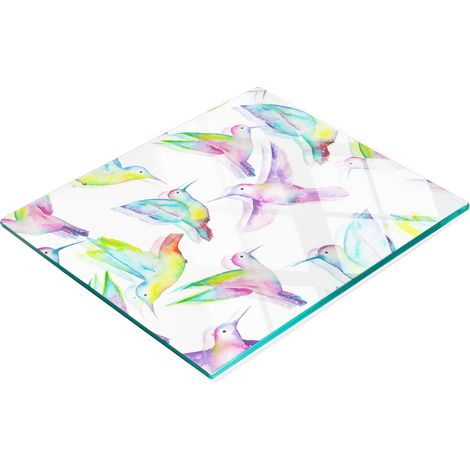 Multifunktionale Küchen-Dekorationsplatte aus gehärtetem Glas mit Kolibris, 60 x 52 cm (1/5)