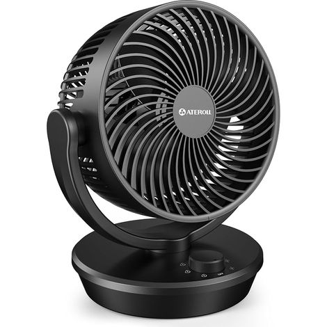 Ventilateur Ultra Silencieux 27,5 cm, Ventilateur de Table Petit Circulateur d'Air 3D Turbo 3 Vitesses, 130° Vertical & 100° Horizontal Oscillant, Silencieux pour Chambre Salon Bureau (1/5)