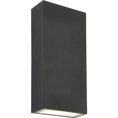 Saxby Morti - Applique LED integrata a 2 luci da esterno Up Down strutturato antracite scuro opaco, vetro IP44 (1/2)