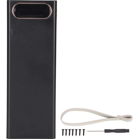 Boîtier de banque d'alimentation DIY 10W L20 pour 20 piles 18650, chargeur portable avec écran LCD, noir. (1/5)
