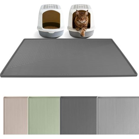 Silicone Cat Litter Mat Extra Large Anti Splash Mat for Cats and Pets Soft Texture Waterproof Non Slip Keep Floor Clean (Dark Grey, 50x36inch) (1/5)