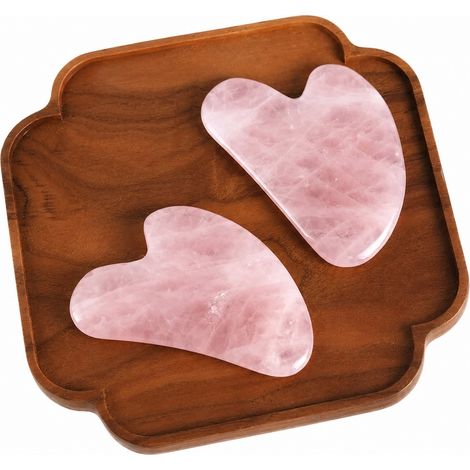 Outil Gua Sha rose, grattoir en jade, pierre de massage pour la nuque et la peau.