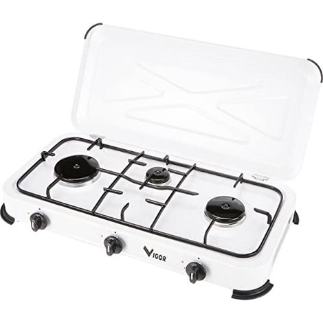 Fornello A Gas Gpl Blinky Con Coperchio Con 3 Fuochi 58X33X9 Cm (1/4)