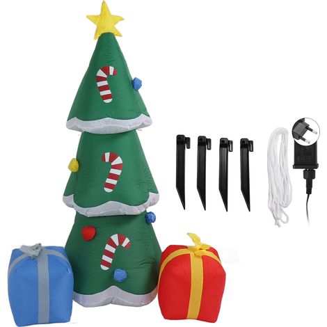 Aufblasbarer Weihnachtsbaum für den Außenbereich mit LED-Beleuchtung, Gartendekoration für Weihnachtsfeiern, 1,8 m (6 Fuß), 100–240 V, EU-Stecker (1/5)