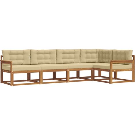 Ensemble de canapés d'extérieur 5 pcs Salon de jardin Naturel et Beige (1/5)
