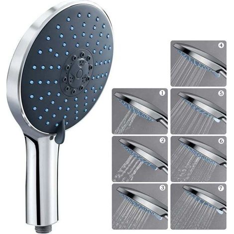 High Pressure Water Saving Shower Head 7 Different Jets Universal Chrome (1/4)