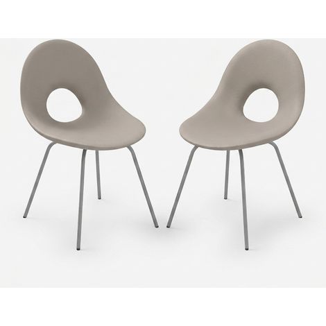 Set 2 sedie design polietilene e ferro indoor outdoor Candy - Beige (1/5)