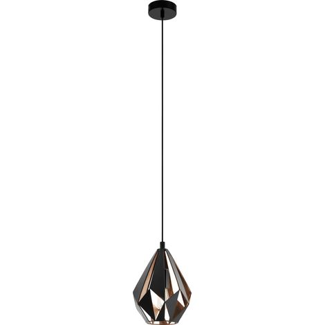 Eglo Pendelleuchte Carlton 1 schwarz-kupfer Ø 20,5 cm E27 Deckenlampen & Kronleuchter (1/3)