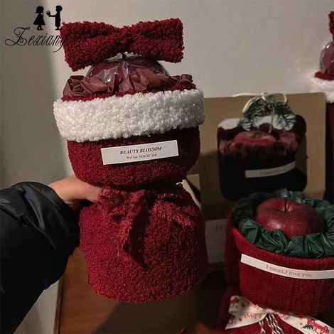 Bouquet De Noël - En Velours Rouge - 26 x 16 cm - Pour Décoration Ou Cadeau Personnalisé - 1 Pièce (1/5)