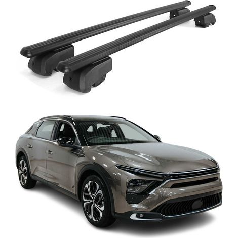 OMAC Barres de toit en aluminium pour Citroën C5 X 2022-2026 – City Crash – ISO/PAS 11154:2006 – Antivol inclus – Charge max 75 kg – 2 barres Noir (1/4)