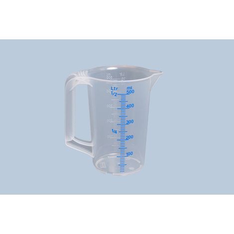 Hünersdorff Messkanne 500 ml, PP, 2 Skalen geschlossener Griff, transparent