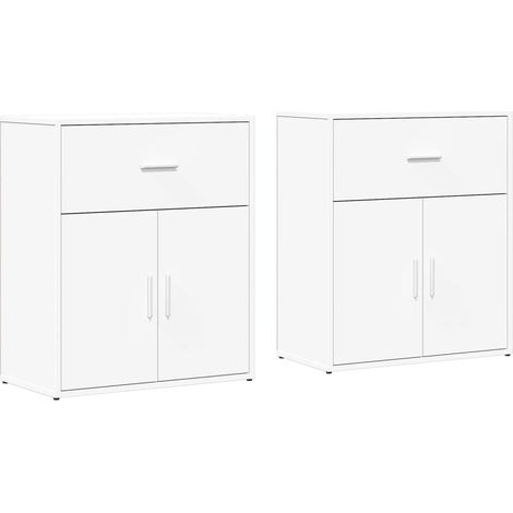 Credenza buffet cassettiera mobile contenitore organizer cucina soggiorno soggiorni set da 2 60 x 31 x 70 cm legno composito bianco 020036673