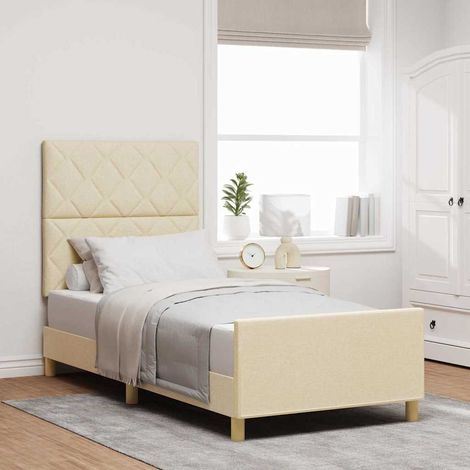 Teenpull – Bettgestell mit Kopfteil Creme 100 x 200 cm Stoff (1/5)