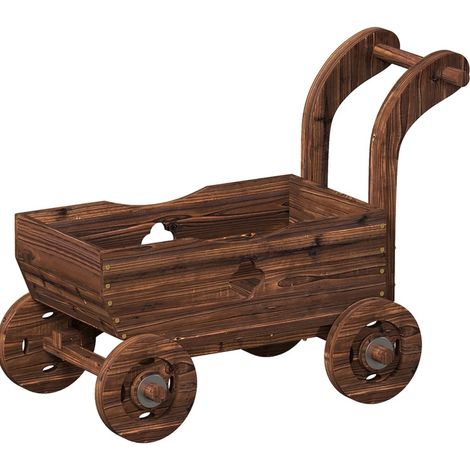 Jardinera de madera con ruedas y asa 68 x 38 x 52 cm HOMVRA (1/3)