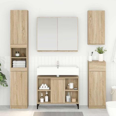 Sink cabinet with Shelf with Storage Sonoma Oak 80 x 33 x 60 cm vidaXL