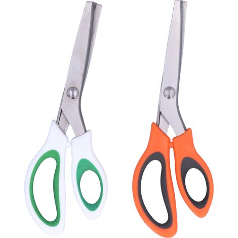 2Pcs Wavy Serrated Sewing Fabric Scissors Stainless Steel MultiPurpose Shears for Home (1/5)