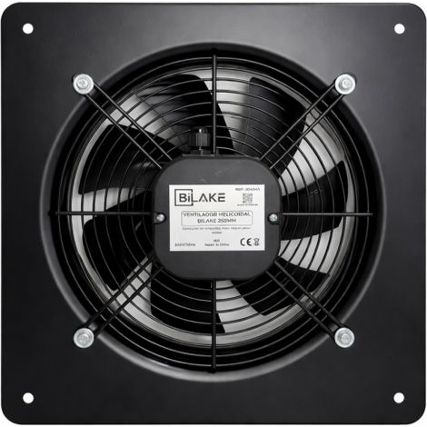 Extractor Helicoidal Empotrable Bilake Ø250 mm 1300 m³/h - 110W Ventilador Industrial de Pared en Acero IPX4