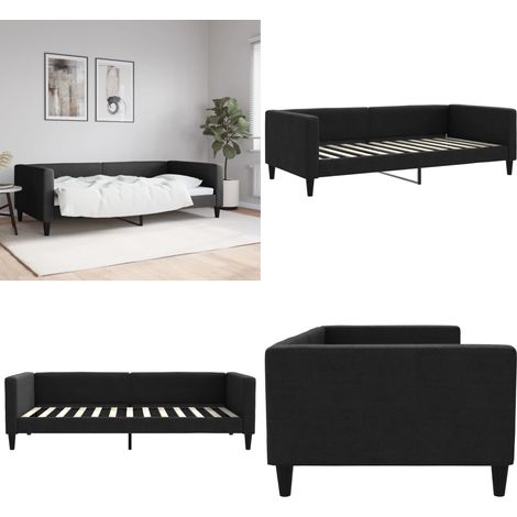 Tagesbett Schwarz 100x200 cm Stoff - Sofa - Schlafsofa (1/5)
