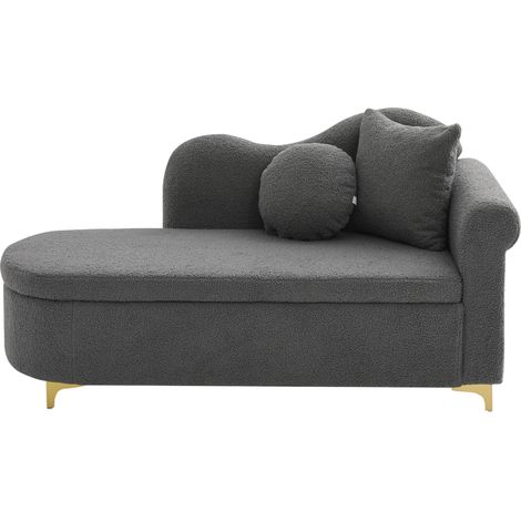 Chaiselongue multifonctionnelle 134 cm avec rangement et revêtement effet peau de mouton, avec coussins lombaire et nuque (1/5)