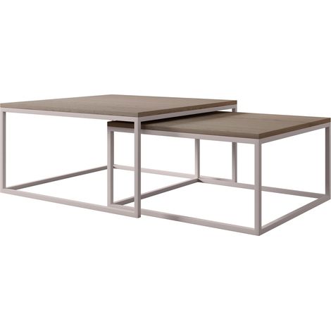 Conjunto mesa de centro Oswego 133, Luminoso madera + Cachemira, 39x76x76cm, Diámetro: 0, Aglomerado laminado, Angular (1/3)