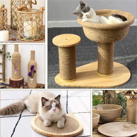Corde en sisal naturel 8 mm pour arbre à chat pour Chats, Corde à gratter, Groupage de Jardin, Décoration de Bricolage (6mm 30 m) (1/3)