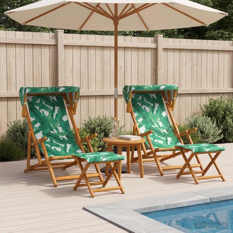 vidaXL Deck Chair 4 pcs 3 Position Solid Eucalyptus Wood Leaf Pattern (1/5)