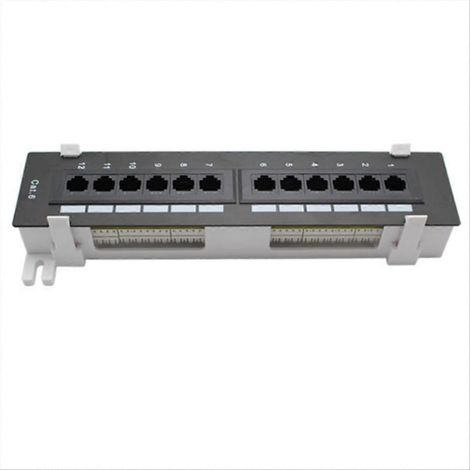 Kit d'outils réseau : panneau de brassage CAT6 12 ports RJ45, rack mural avec support de fixation. (1/5)