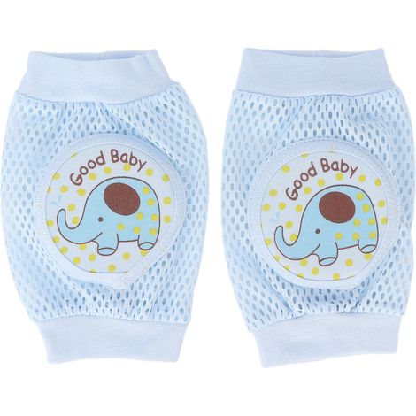 Genouillères bébé motif éléphant bleu, anti-chute pour nourrissons rampants tout-petits, protège-coudes et jambières antidérapants (1/5)