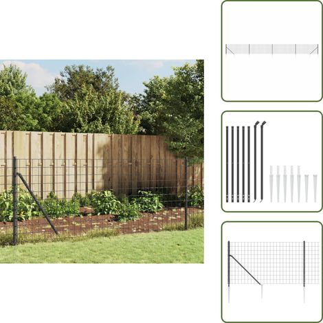 The Living Store Recinzione Metallica con Picchetti Ancoraggio Antracite 1x10 m - Recinzione da giardino
