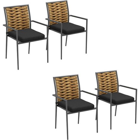 2er-Set gartenstühle Outdoor-Stühle Terrassenstühle, wetterbeständig, modernes Design, 57 x 58 x 87cm, Schwarz (1/5)