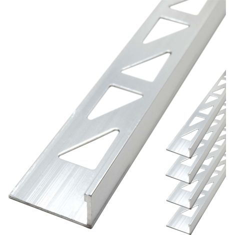 Dalsys Fliesenschiene Winkelprofil Aluminium (eloxiert, Fliesenprofil - Silber matt 2,5m x 8mm, 5 Stück