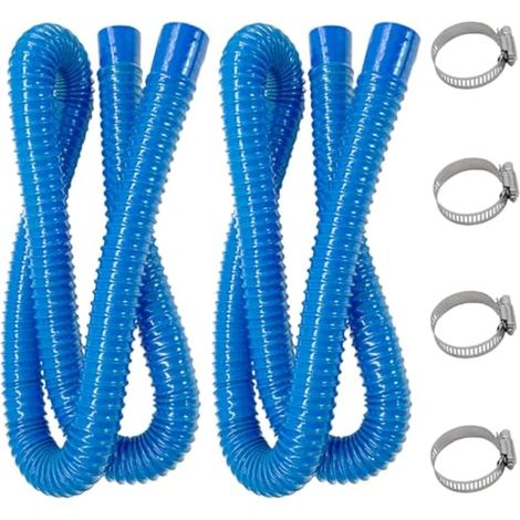 Tuyau Pompe Piscine Bleu 32mm – 2 Tuyaux PE Résistants + 4 Colliers Acier Anti-rouille, Compatible Filtres 300/330/530/1000 GPH, Pour Piscines Hors Sol & Enfant (1/4)