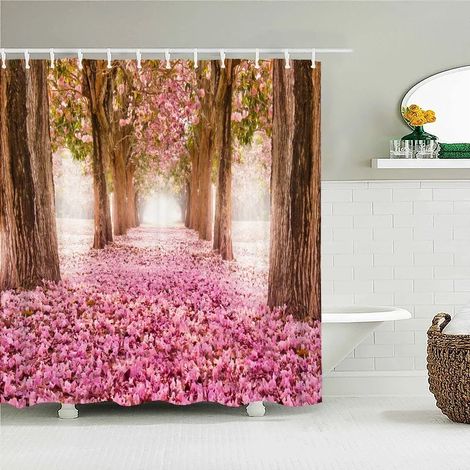 Filiyano-Rideau de douche motif paysage forestier, impression 3D, tissu polyester lavable avec crochets, paravent décoratif pour la maison, L 240 x H