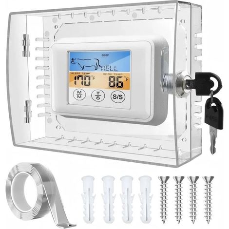Boîtier de verrouillage pour thermostat avec clé, grand couvercle de thermostat mural avec serrure, compatible avec les thermostats de 12,7 cm (H) x 17,8 cm (L) ou moins. (1/5)