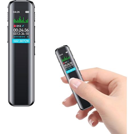 Enregistreur Vocal, Mémoire 64 GB, Rechargeable par USB, avec Fonction de Commande Vocale, avec Lecteur MP3 pour Cours Dictaphone Enregistreur Vocal, Réunions et Entretiens（10  2  1 ） (1/5)